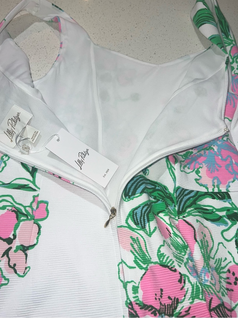 NWT Lilly Pulitzer DelRey Stretch Shift Dress, Large, Orchids on the Ave Floral - Picture 11 of 14